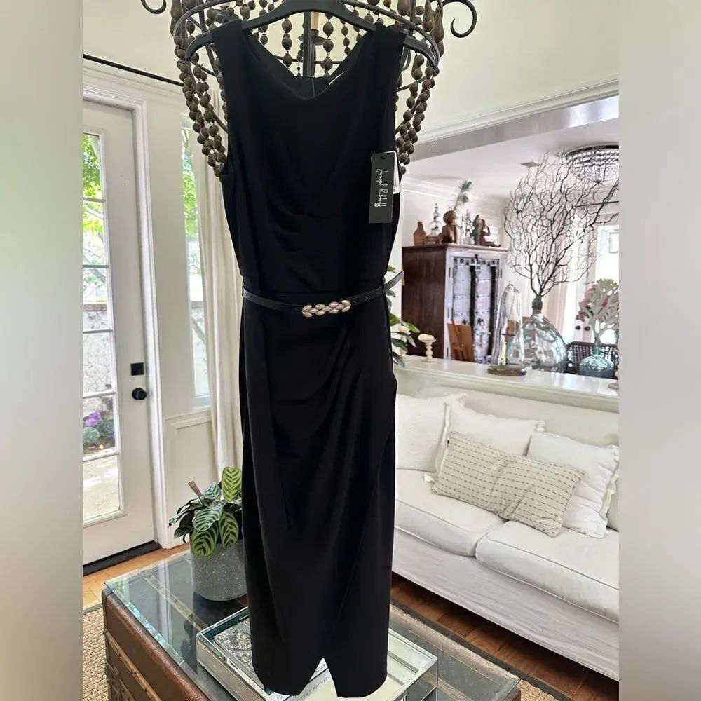 JOSEPH RIBKOFF BLACK BELTED DRESS NEW WITH TAGS